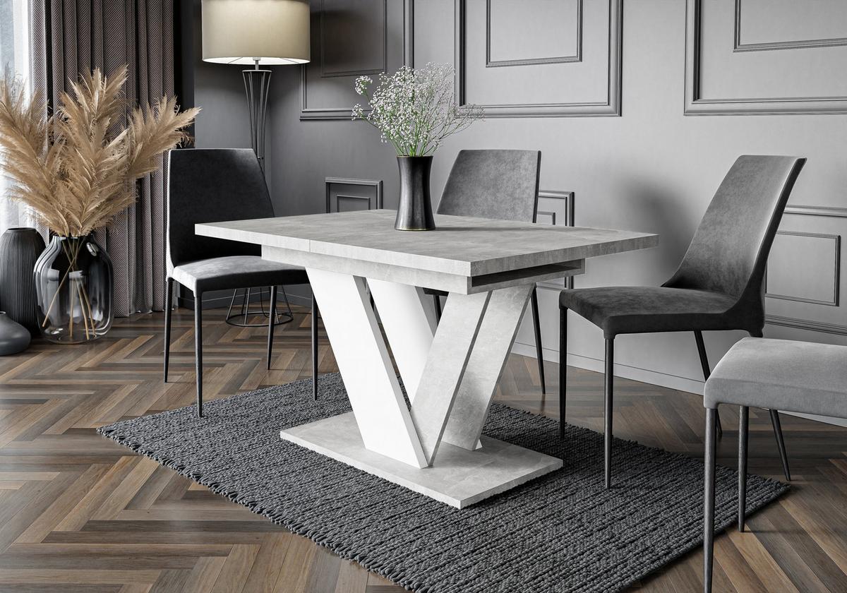 ESSTISCH ZAFIR Ausziehbar 120 - 160 / 80 x 76 cm - Weiß/Grau, Holz (120/80/76cm) - MASSENO