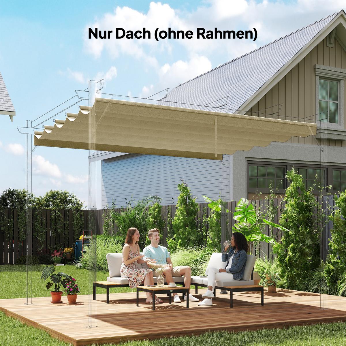 ERSATZDACH aus Polyester Beige - Beige, Kunststoff (255/6/250cm) - Outsunny
