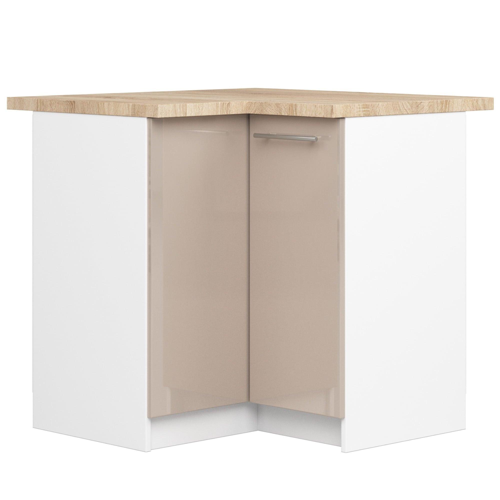 UNTERSCHRANK Weiß, Cappuccino Glanz 85/90/46 - Weiß, Holzwerkstoff (90/85/46cm) - RAUMHIRSCH FURNITURE