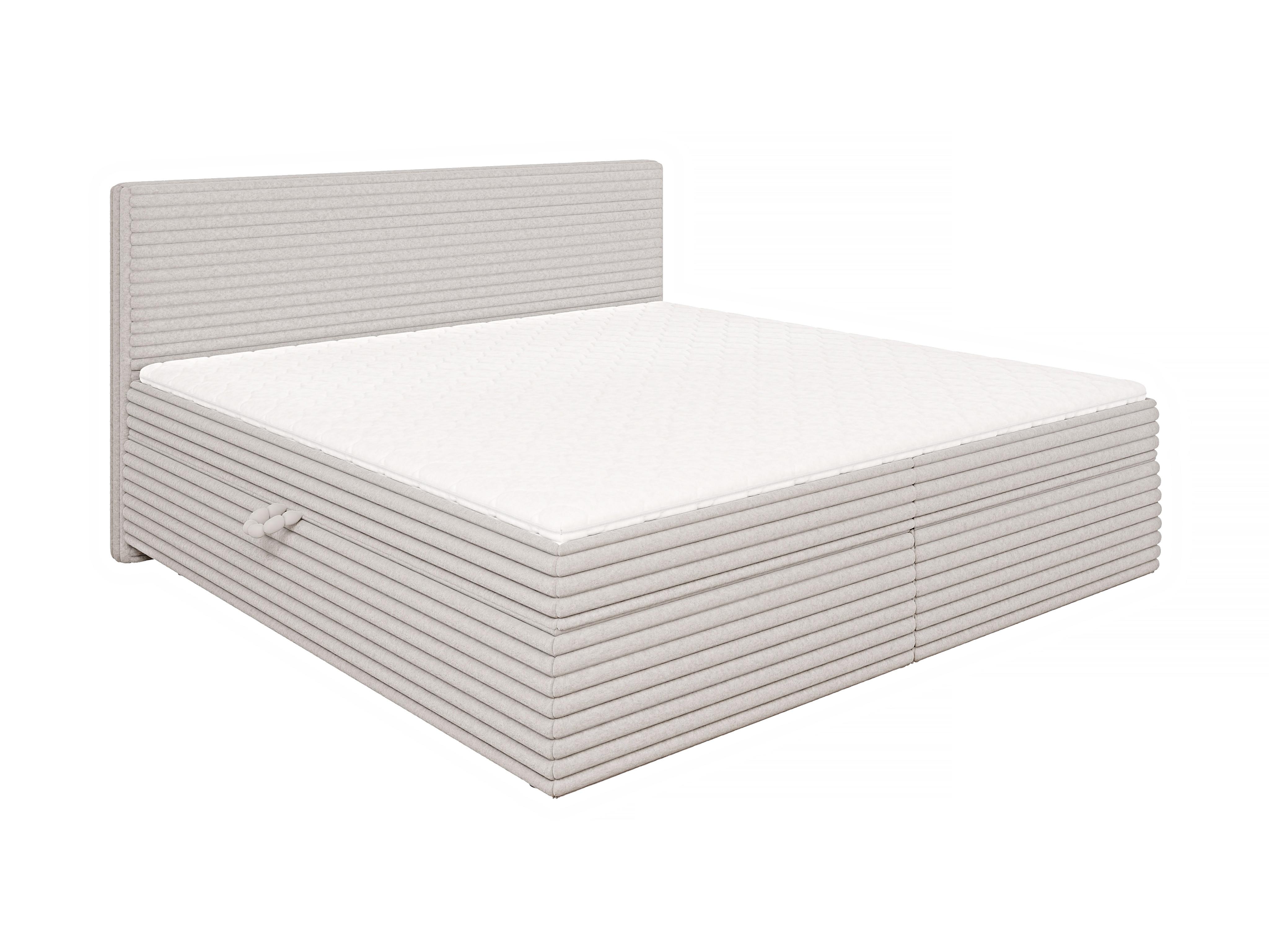 BOXBETT Roma 200/200 cm Hellgrau Plüschcord - Hellgrau/Schwarz, Holz/Kunststoff (200/200cm) - S-Style Möbel