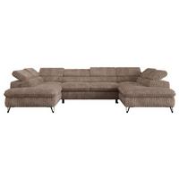 WOHNLANDSCHAFT PETER U Cord Braun - Schwarz/Braun, Textil/Metall (346/76/208cm) - MKS