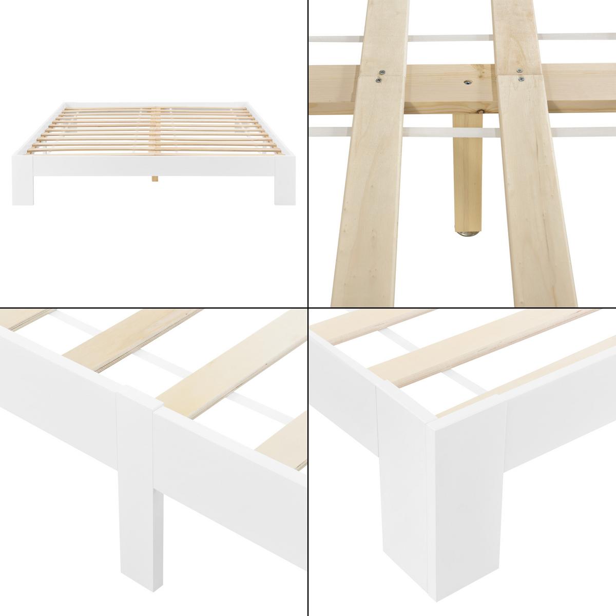 HOLZBETT Raisio - Weiß, Holz (180/200cm) - [en.casa]