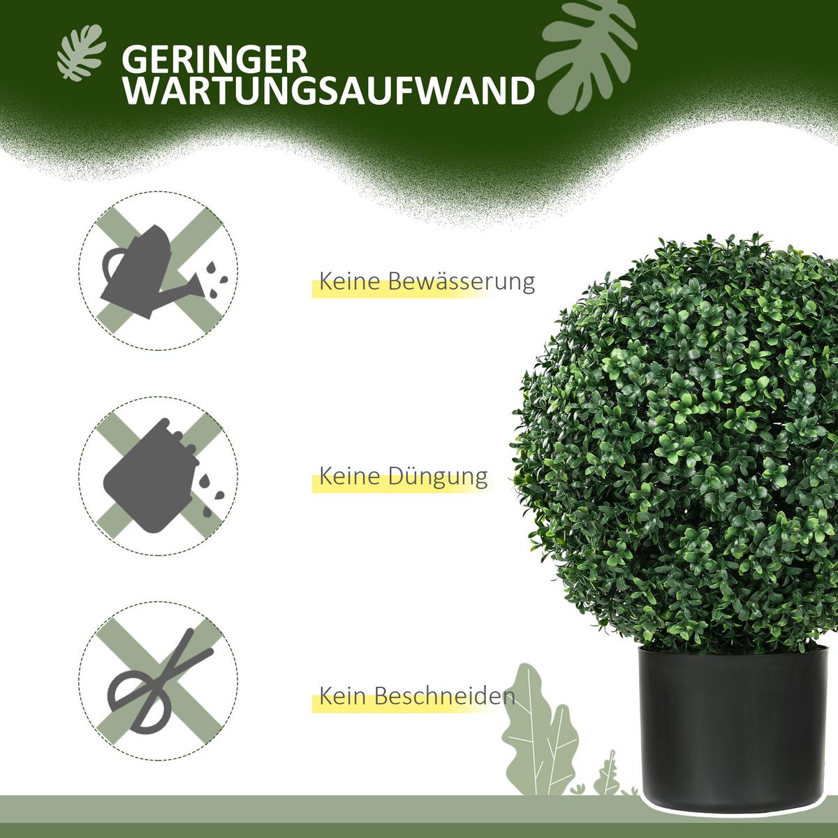 KÜNSTLICHE Pflanzen, 2er-Set UV-beständige Kunstpflanze im Blumentopf Grün - Grün, Kunststoff (52cm) - HOMCOM