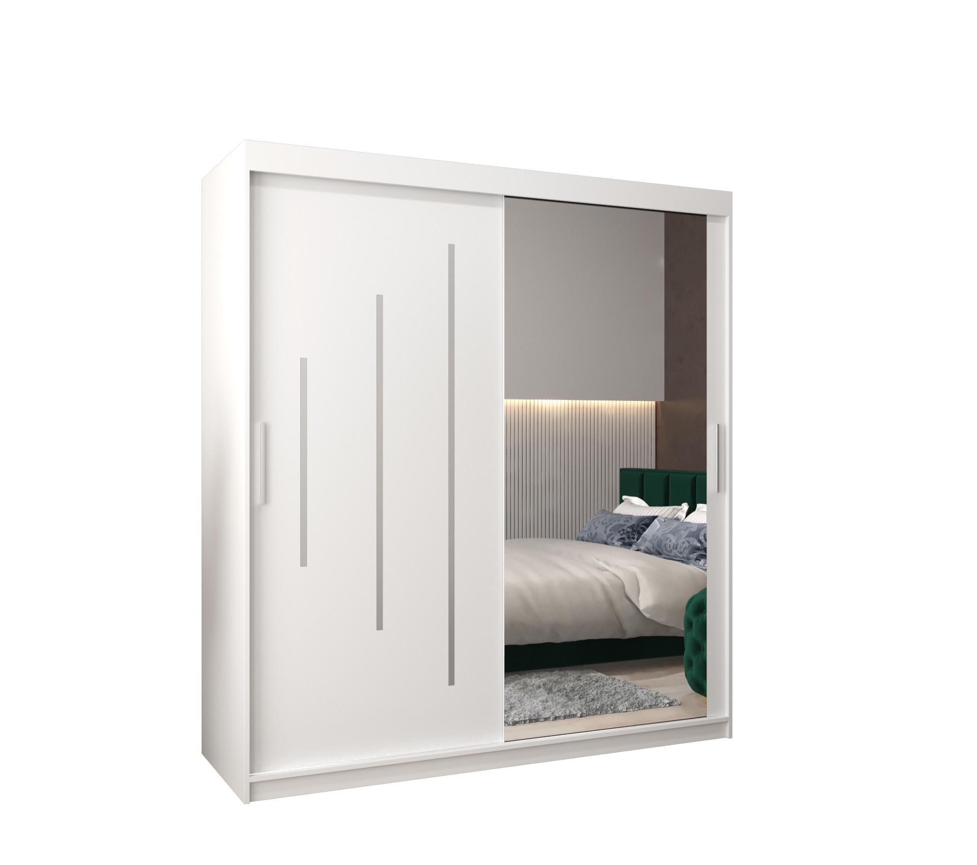 SCHWEBETÜRENSCHRANK 200/180/62 2-türig - Silberfarben/Weiß, Holz/Kunststoff (180/200/62cm) - Abiks Möbel