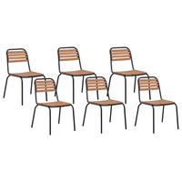 GARTENSTUHL 6er Set Heller Holzfarbton Vallese - Hellbraun, Holz (49/84/40cm) - Beliani