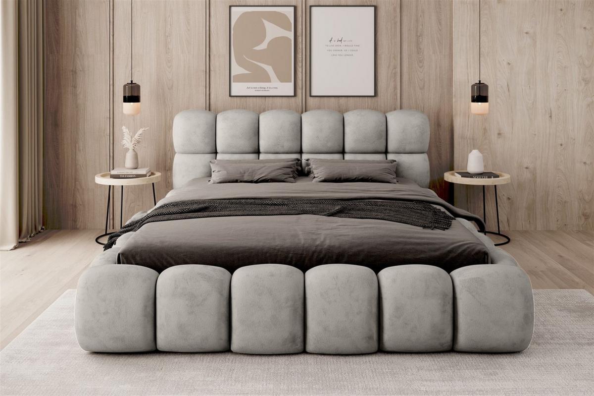 POLSTERBETT Aurelia Komplettset - Grau, Holzwerkstoff/Textil (160/200cm) - Fun Möbel