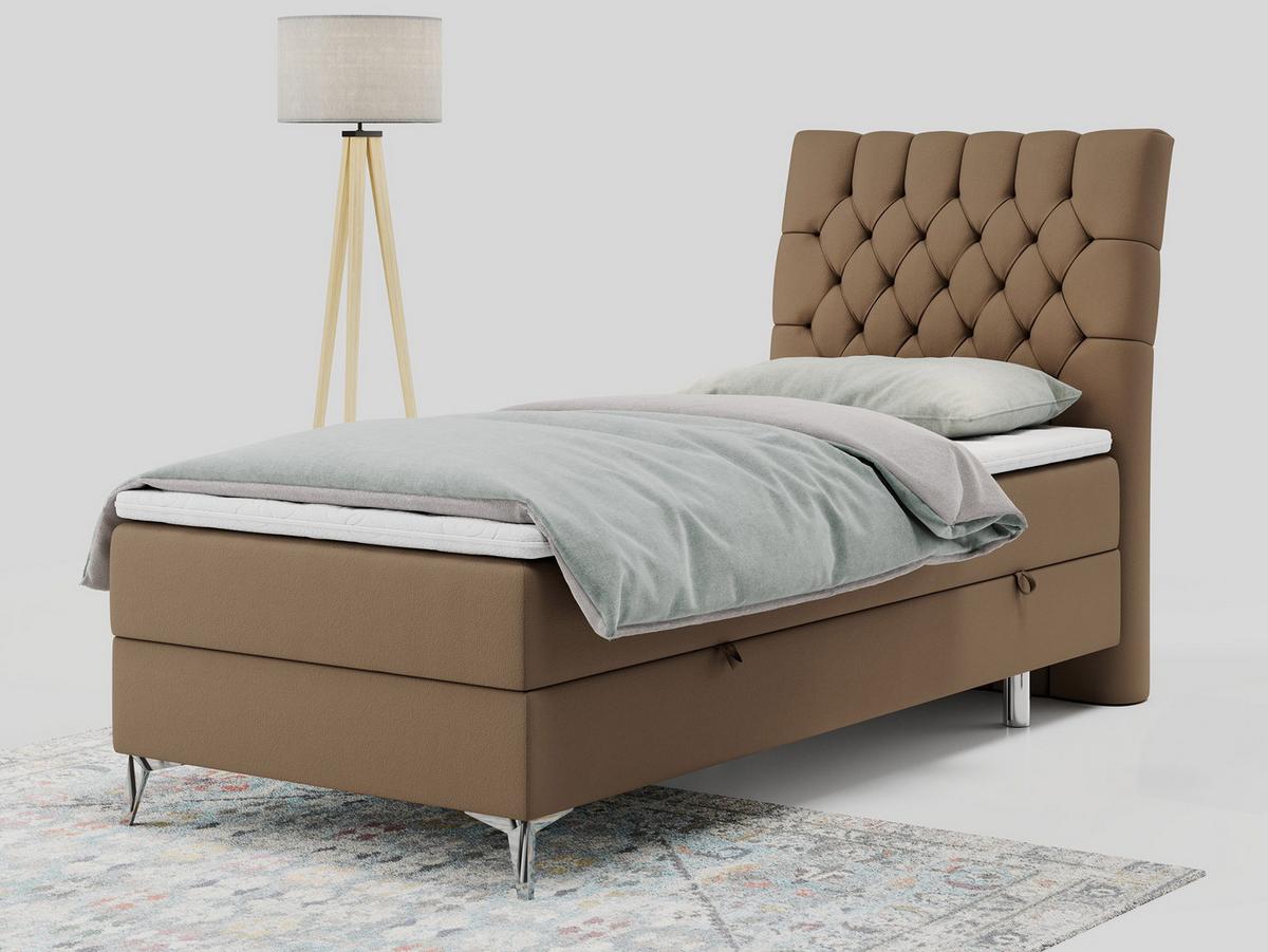 BOXBETT MILEN 90/200 Braun Kunstleder - H3 - Rechts Seite - Braun, Holz/Textil (90/200cm) - MKS