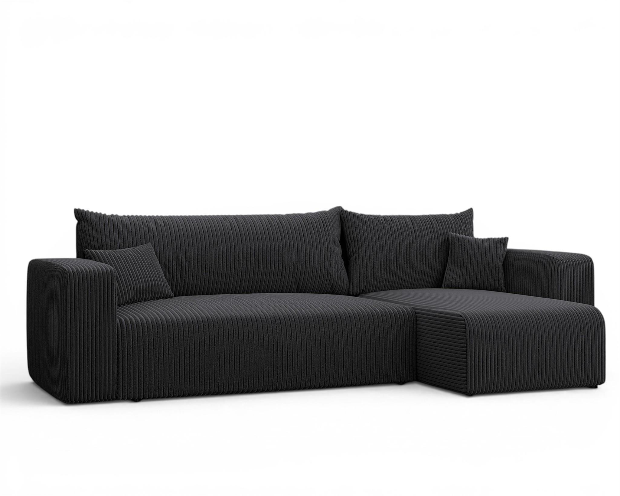 ECKSOFA Luna Mit Schlaffunktion - Dunkelgrau, Holzwerkstoff/Textil (145/248cm) - Fun Möbel