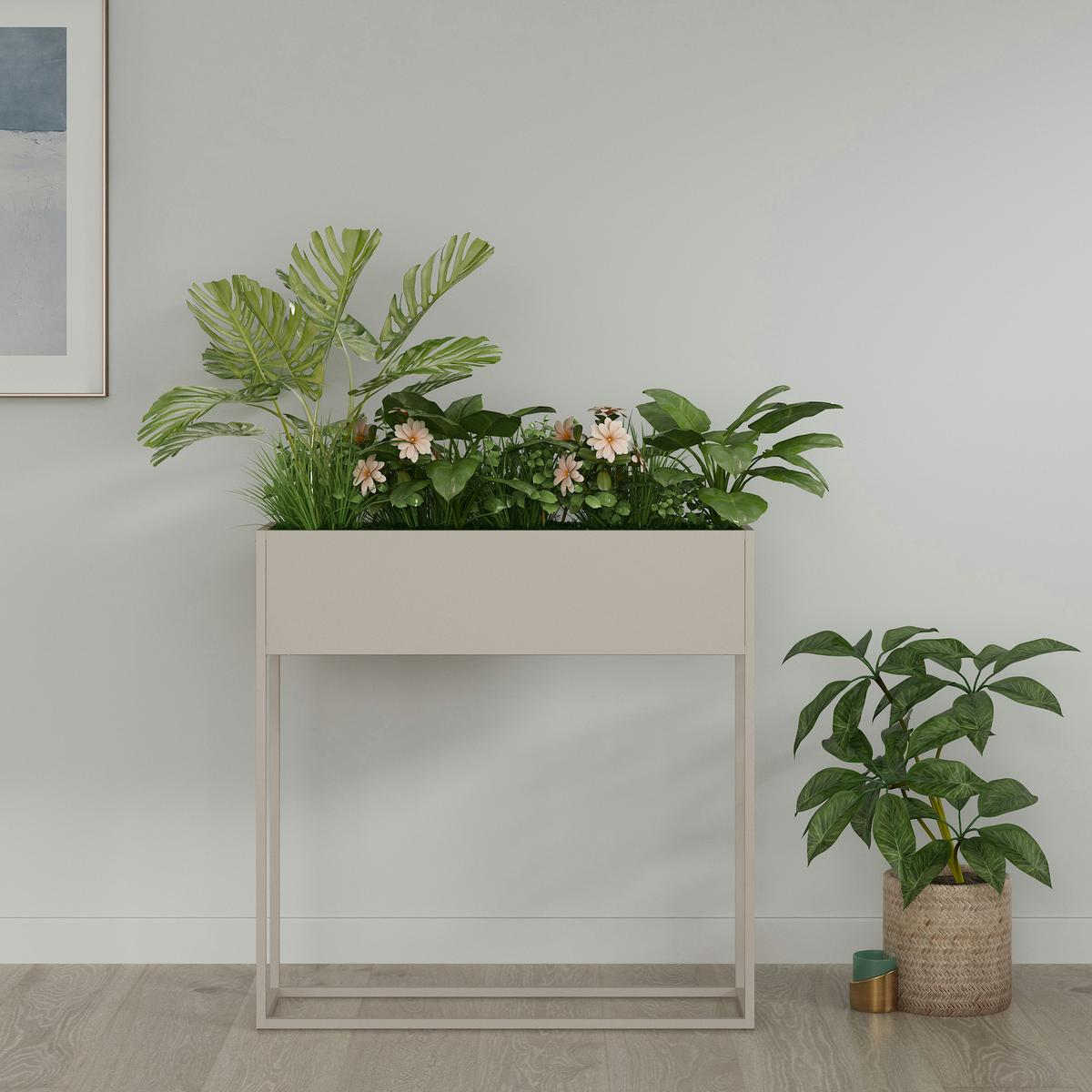 BLUMENSTÄNDER Joensuu - Hellgrau, Metall (80/80/25cm) - [en.casa]