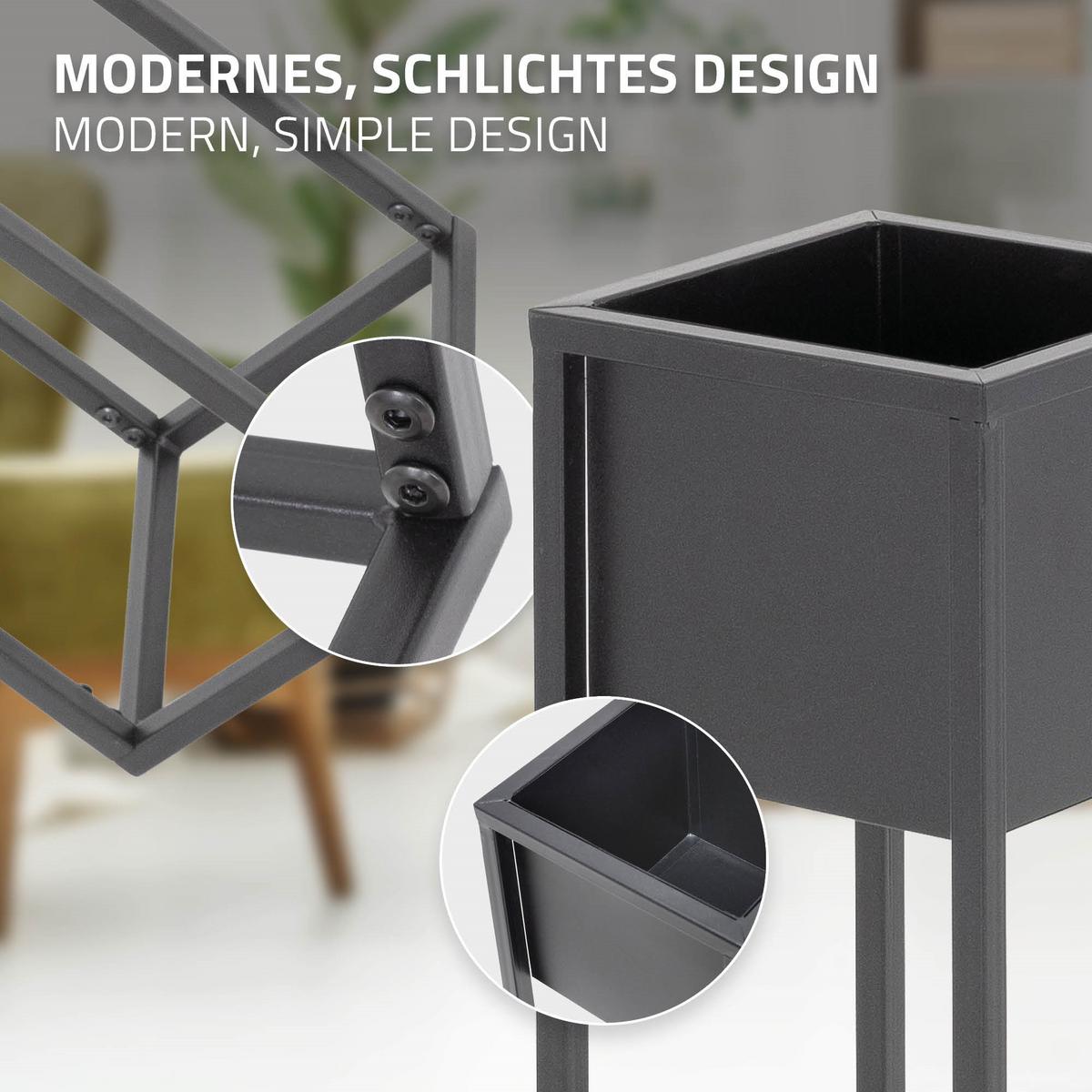 BLUMENSTÄNDER im 2er Set Schwarz 21 x 50/70 x 21 cm aus Metall - Schwarz, Metall (70/21/70cm) - ML-DESIGN