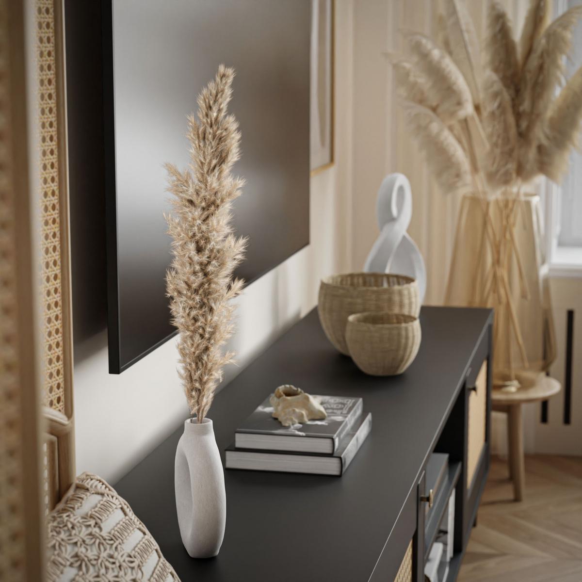 TV-ELEMENT VIENNA 3D mit Wiener Geflechtimitation / Schwarz - Schwarz, Holzwerkstoff (180/49/40cm) - Lookway