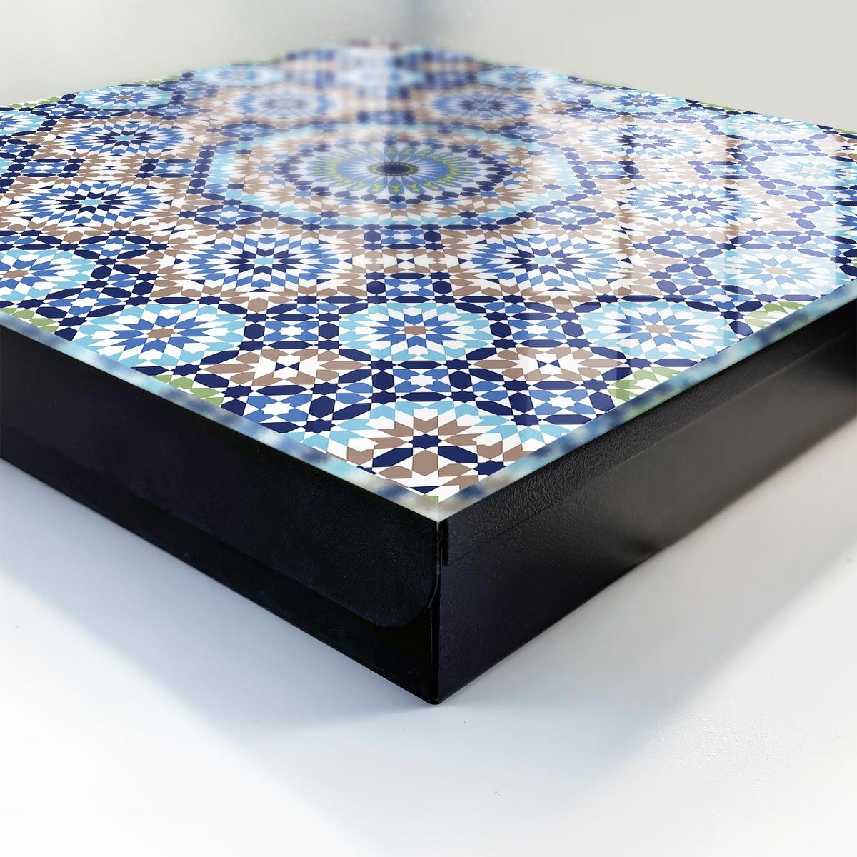 SCHLÜSSELBOX Schwarz 30x30 cm- Türöffnung nach rechts - Orientalisches Mosaik - Blau, Metall (30/30/5cm) - TULUP