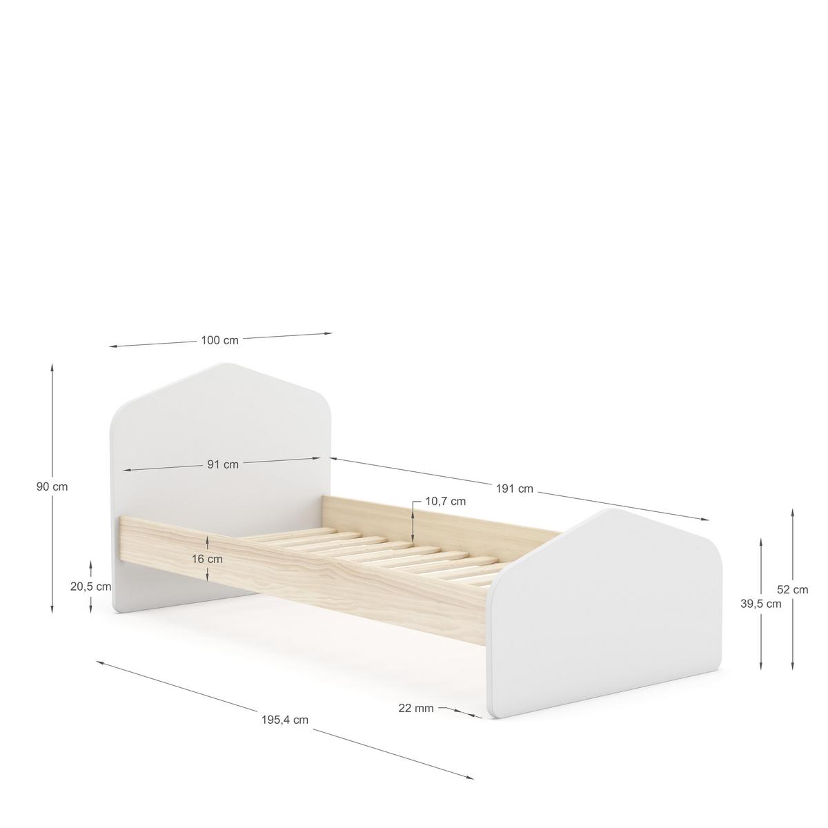 BETT Estefania Weiß 195/100/90 cm - Weiß, Holz (190/90cm) - Calicosy