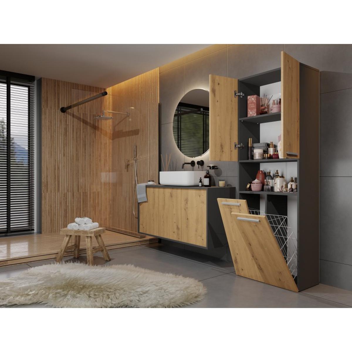 BADEZIMMERSCHRANK Anthrazit, Artisan 60/174/30 - Anthrazit, Holzwerkstoff (60/174/30cm) - RAUMHIRSCH FURNITURE