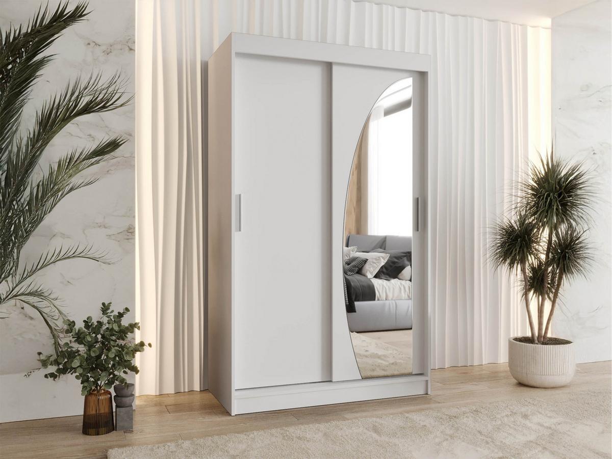 SCHWEBETÜRENSCHRANK Wika 120 cm - Silberfarben/Weiß, Holzwerkstoff/Kunststoff (120/200/62cm) - MIRJAN24