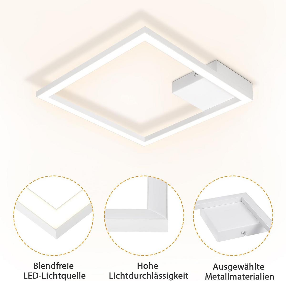 LED-DECKENLEUCHTE Dornwall 29.4/3.8/29.4 cm - Weiß, Metall (29.4/29.4/3.8cm) - ZMH