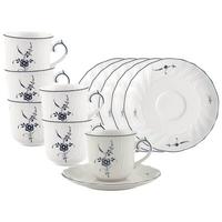 KAFFEETASSEN MIT UNTERTASSEN Vieux Luxembourg weiß-blau 120 ml 6er Set - Blau/Weiß, Keramik (14.3/8.6/14.3cm) - Villeroy & Boch
