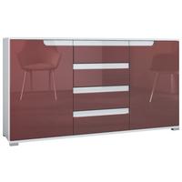SIDEBOARD Sylt Bordeaux Hochglanz / Weiß Hochglanz - Bordeaux, Holzwerkstoff (138.5/75.5/35cm) - Vladon