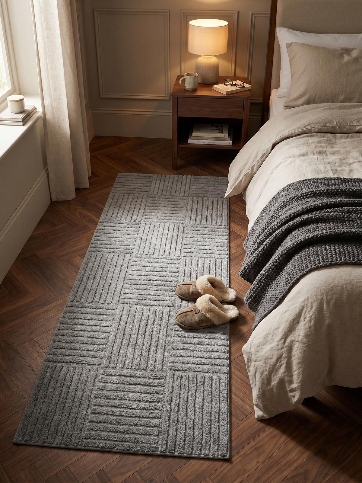 TEPPICH Hochflor RIGI in Silber, mit Cord-Streifen-Patchwork, 80 x 250 cm - Silberfarben, Textil (250/80cm) - KADIMA DESIGN