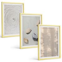BILDER SET 3er Set - 40x60 cm Goldrahmen - Boho-Naturtexturen und -Strukturen - Goldfarben, Kunststoff (40/60cm) - TULUP