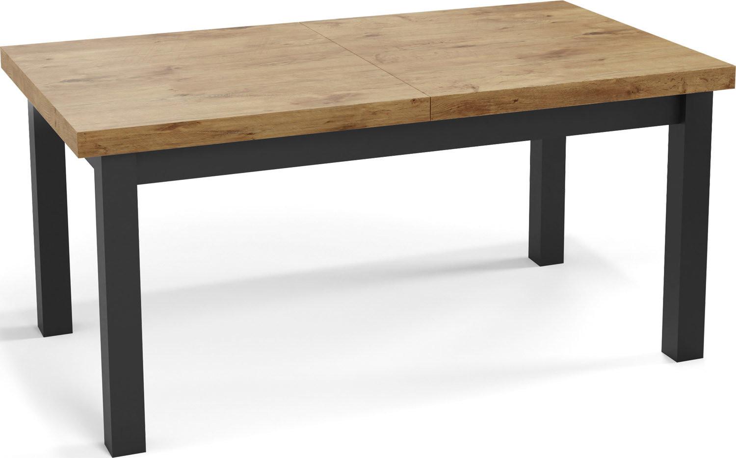 ESSTISCH Gemini rechteckig ausziehbar, Lancelot Eiche 120-160/80/78 cm - Eichefarben/Schwarz, Holz/Holzwerkstoff (80/160/78cm) - WFL GROUP