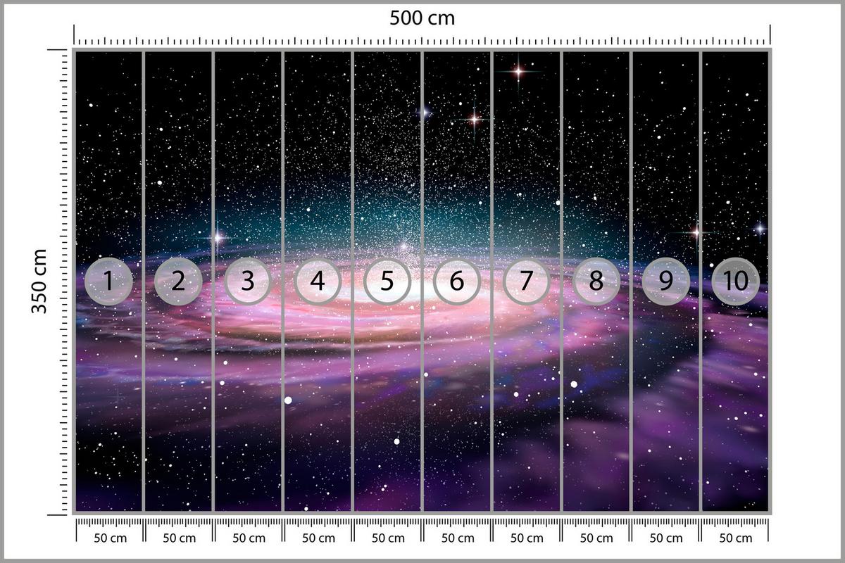 FOTOTAPETE für Jugendzimmer Spirale Sterne Galaxie Kosmos 500x350 - Violett/Schwarz, Papier (500/350cm) - Muralo