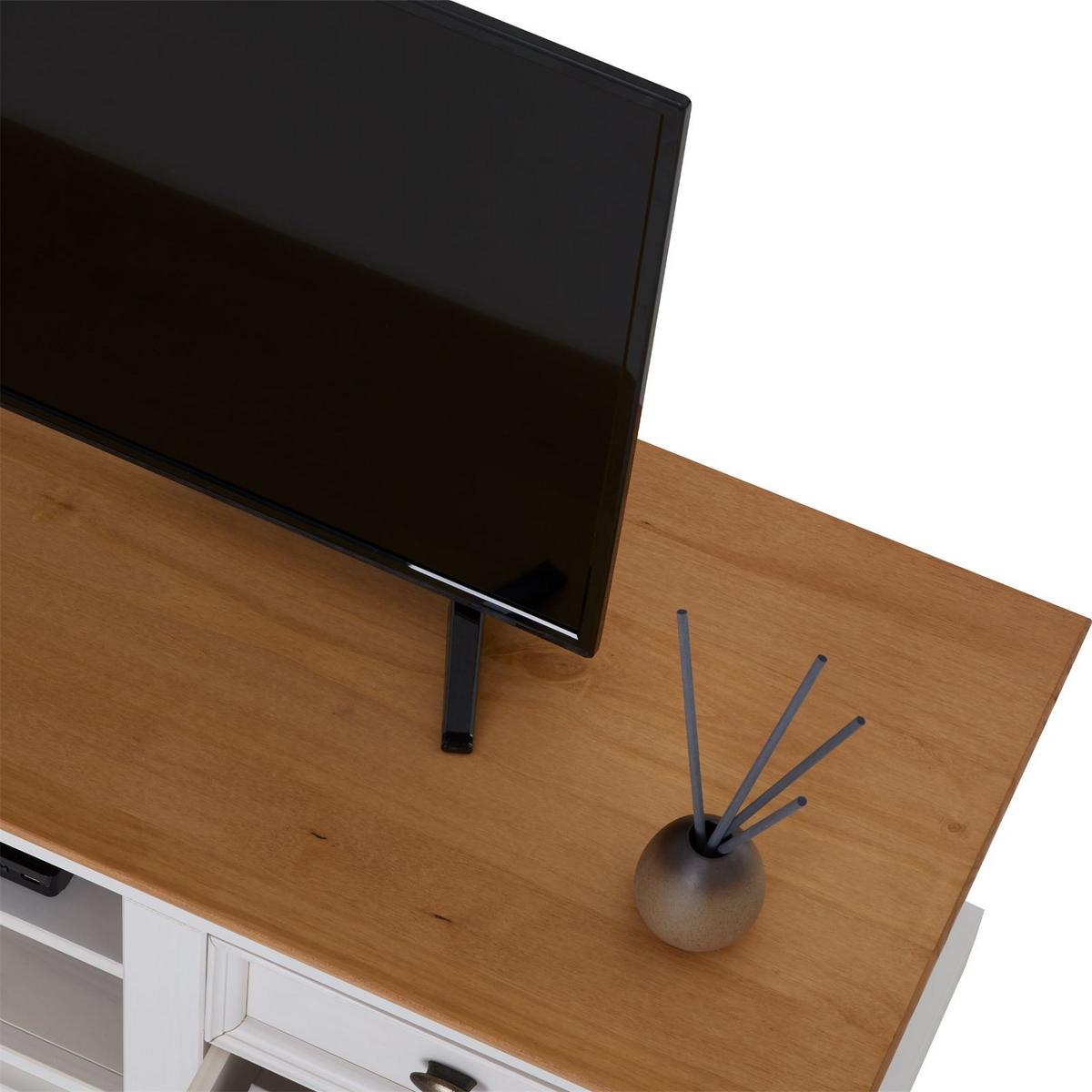 LOWBOARD KENT weiß/braun - Weiß/Braun, Holz (144/46/45cm) - IDIMEX