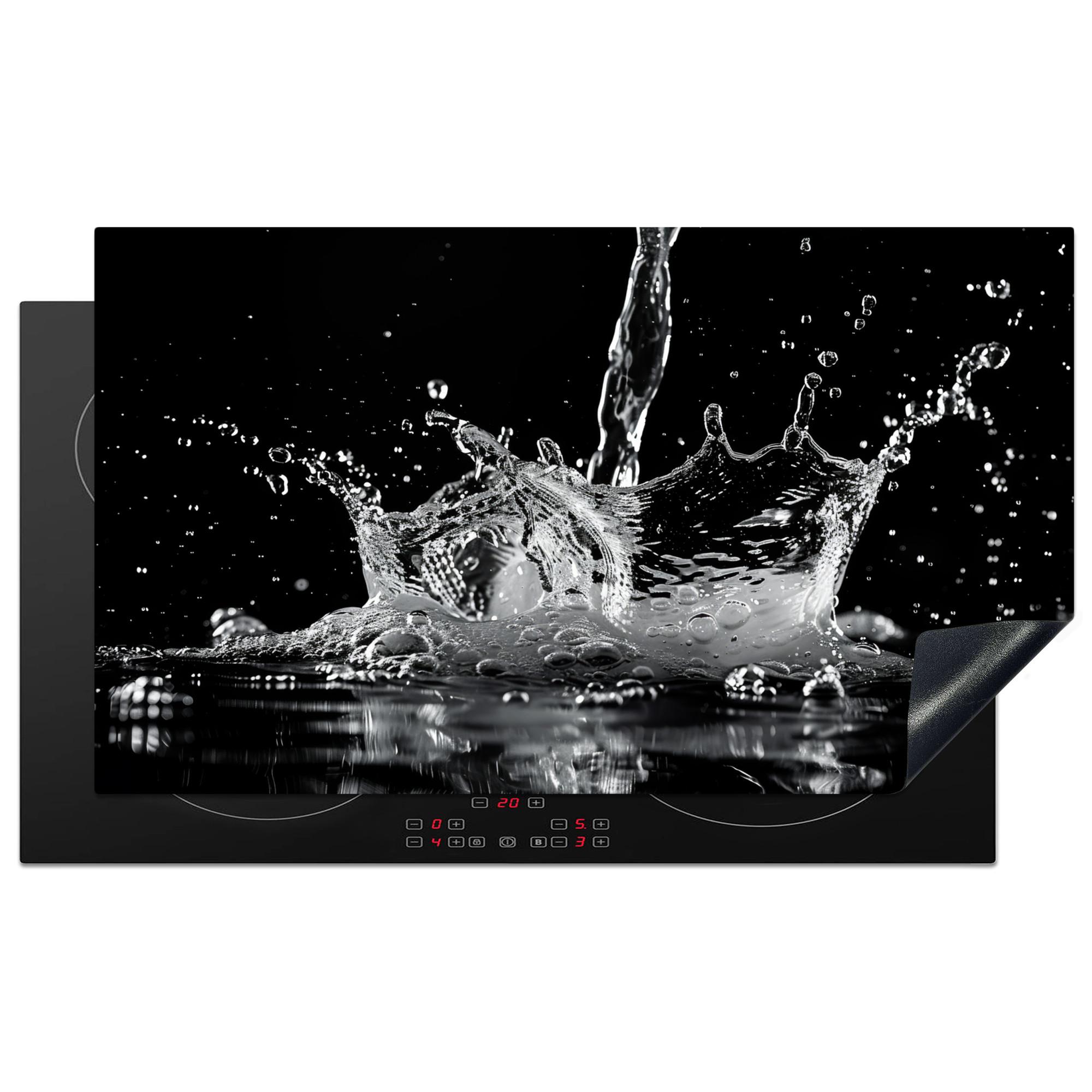 HERDABDECKPLATTE Wasser - Spritzwasser - Schwarz Ceranfeldabdeckung 90x52 cm - Schwarz, Kunststoff (90/52/0.2cm) - MuchoWow