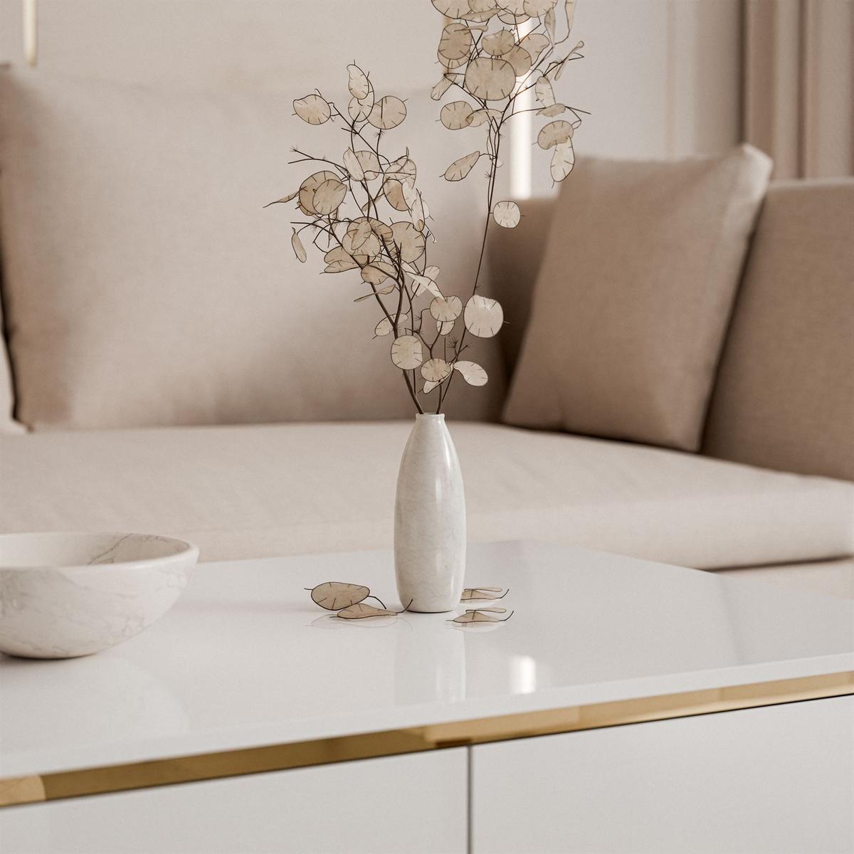 COUCHTISCH AURORA mit Staufach Weiß / Weiß hochglanz mit gerade Goldchrom Fuße - Weiß Hochglanz/Goldfarben, Holzwerkstoff/Metall (60/90/40cm) - Lookway