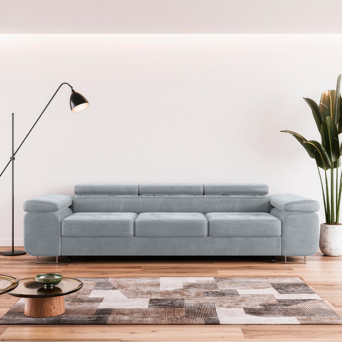 SCHLAFSOFA Lyam 3 Sitzplätze Hellgrau - Grau, Holzwerkstoff (275/69/100cm) - Petits-meubles