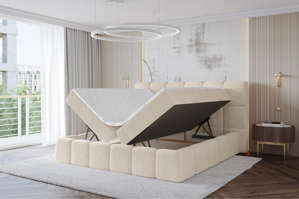 BOXBETT - AURI-H4 - 120x200 Beige Cord - Champagner, Holzwerkstoff (120/200cm) - ALTDECOR