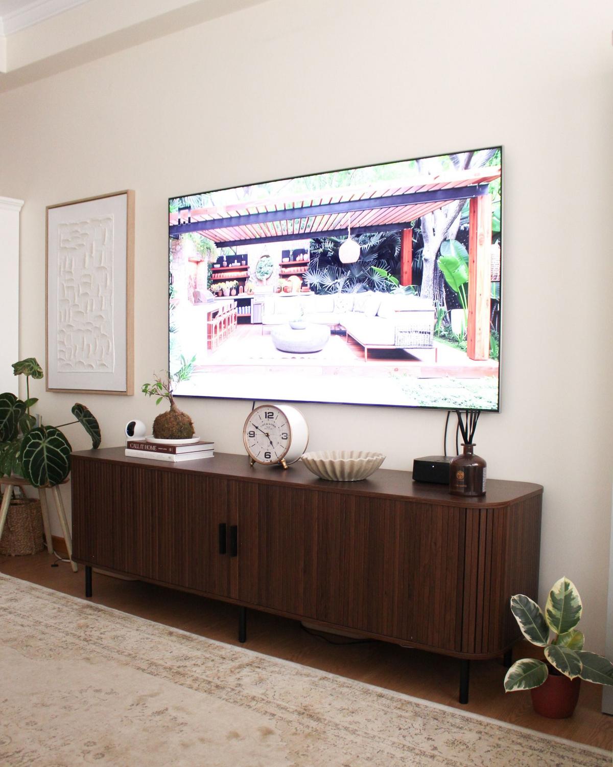 TV-MÖBEL Dunkelbraun Bradley - Schwarz/Braun, Holzwerkstoff (180/58/45cm) - Beliani