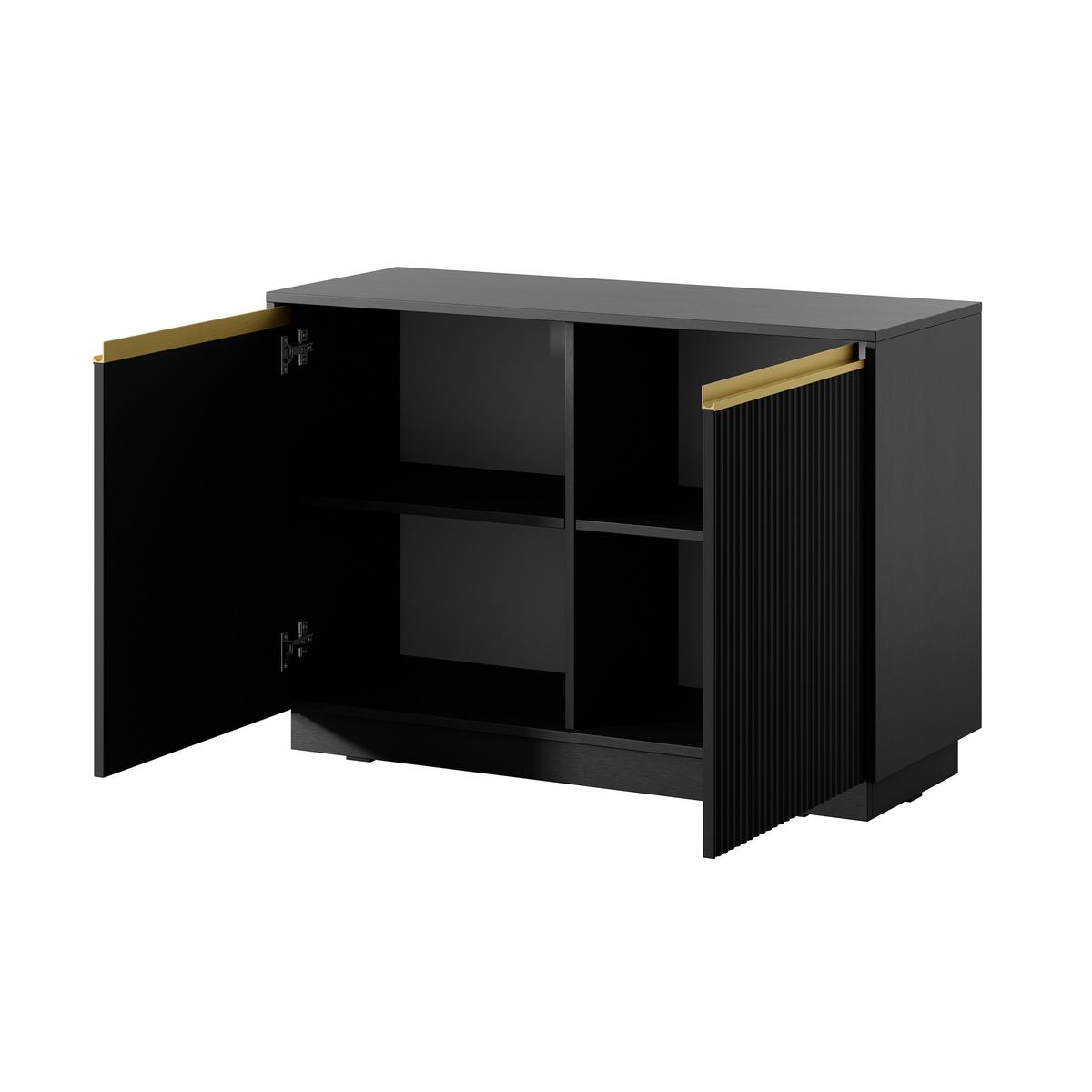 KOMMODE MAESTRO 104/72/39 cm mit 2 Türen Schwarz - Schwarz, Holzwerkstoff (104/72/39cm) - MASSENO