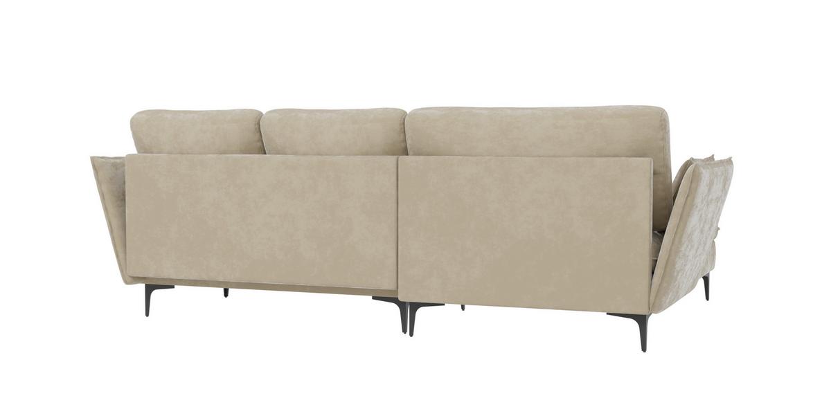 ECKSOFA Mira Beige Samt-Stoff - Beige/Schwarz, Textil/Metall (260/168cm) - S-Style