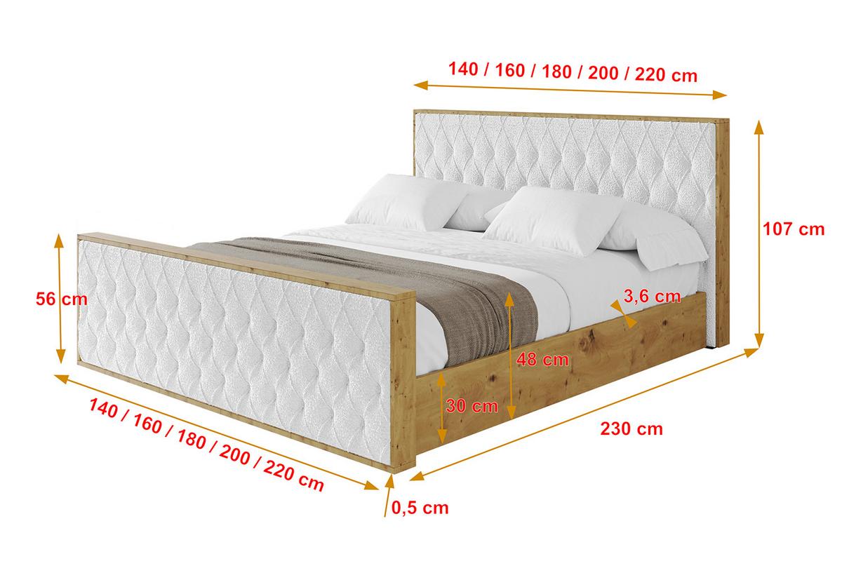 POLSTERBETT mit Bettkasten, Fußteil und Lattenrost, Boxbett ohne Matratze - ENZO5-Z 200x200 Weiß - Weiß, Holzwerkstoff/Textil (200/200cm) - ALTDECOR