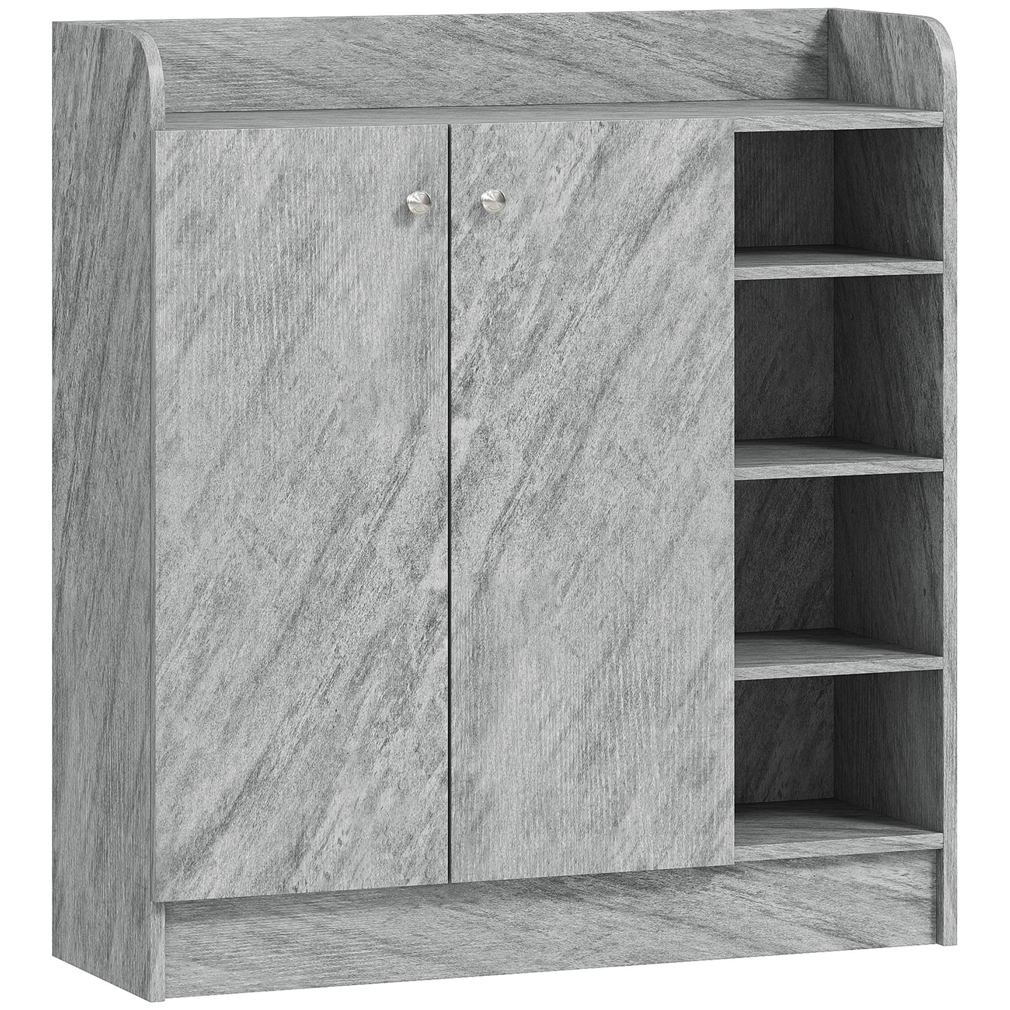 SCHUHSCHRANK Spanplatte MDF Grau - Grau, Holzwerkstoff (30/90/83cm) - HOMCOM