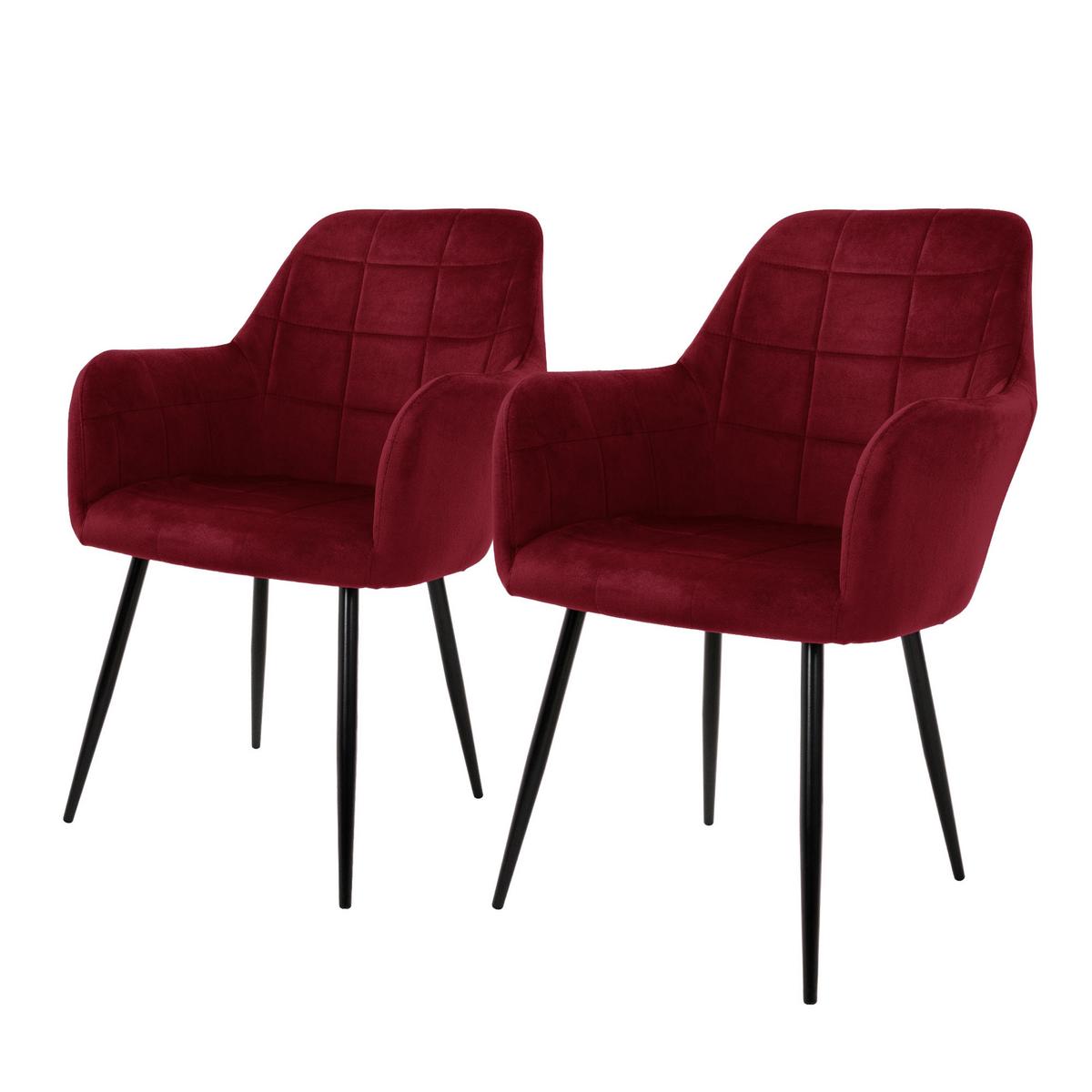 ESSZIMMERSTUHL 4er Set Bordeaux-Olive Samt-Kunstleder - Bordeaux/Olivgrün, Textil (60/84/58cm) - ECD-Germany