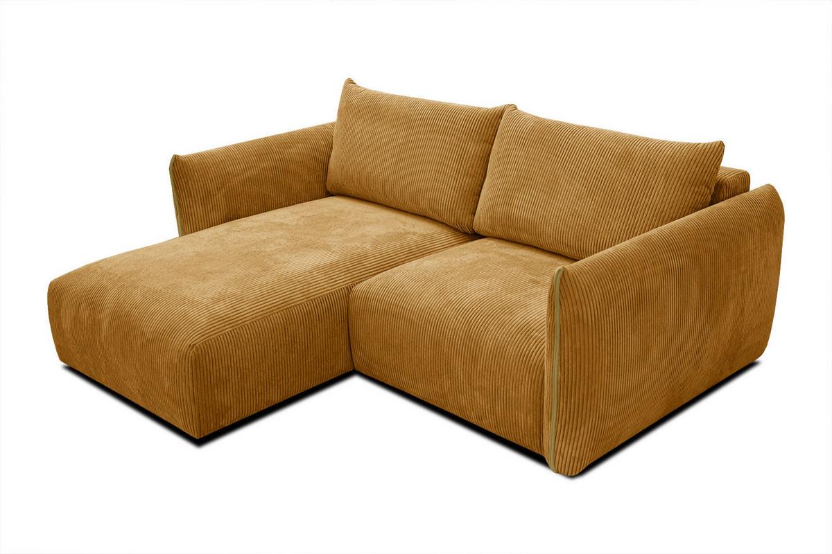 ECKSOFA TAUER 3-Sitzer, honig - Schwarz/Honig, Holzwerkstoff/Kunststoff (173/206cm) - Wozimo