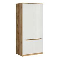 SCHRANK 2 Türen June Weiß und Holz - Weiß, Holzwerkstoff (90/198/58cm) - Petits-meubles