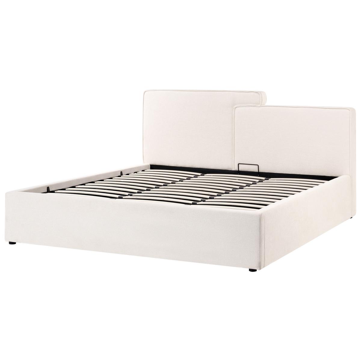 BETT mit Stauraum 180/200 cm Stoff Cremeweiß Lagarde - Creme, Textil (180/200cm) - Beliani