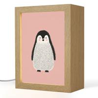 NACHTTISCHLAMPE Pinguin - Punkte - Minimalistisch - Rosa 15x20 cm - Rosa, Holzwerkstoff (8/15/20cm) - OnlyWow