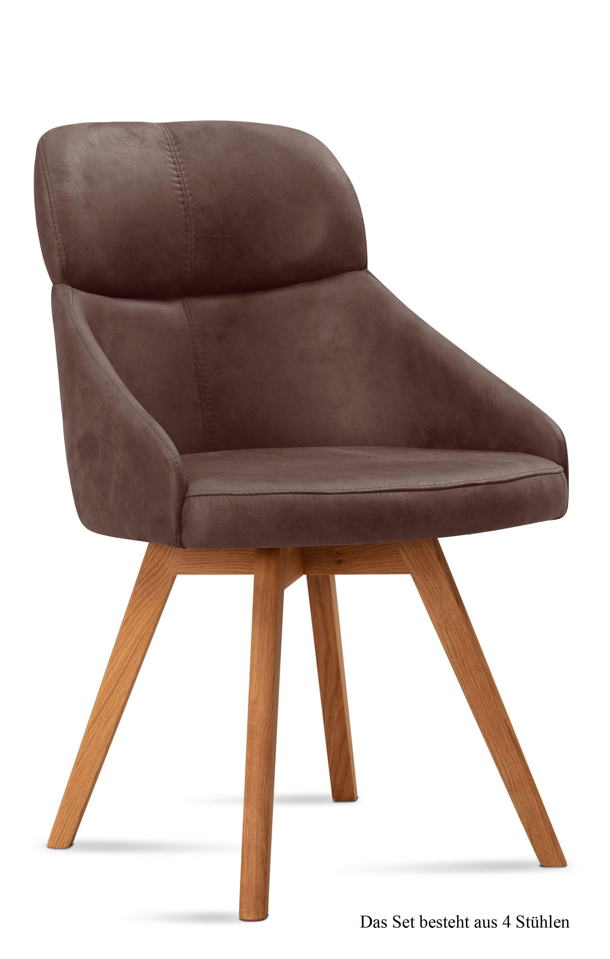 ESSZIMMERSTUHL (4er-Set) Donna 52x82x63 Eiche geölt/Braun - Eichefarben/Braun, Kunststoff (63/82/52cm) - 58aufmkessel