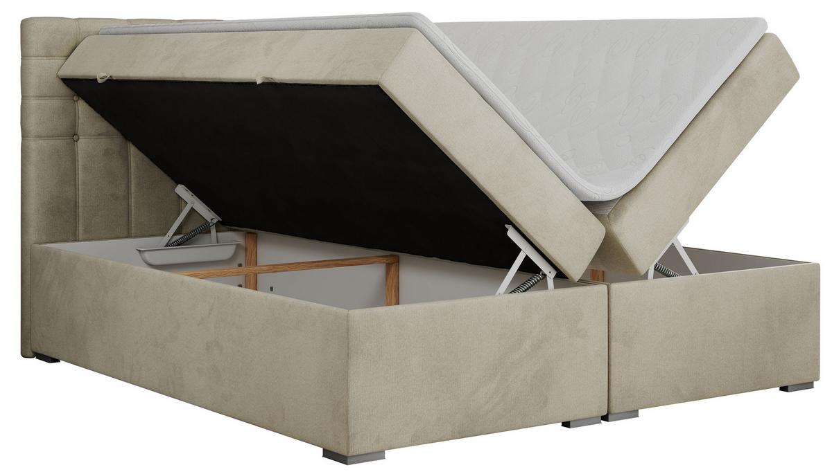 BOXBETT SUSAN 140/200 Beige Velvet - H4 - Beige, Holz/Textil (140/200cm) - MKS