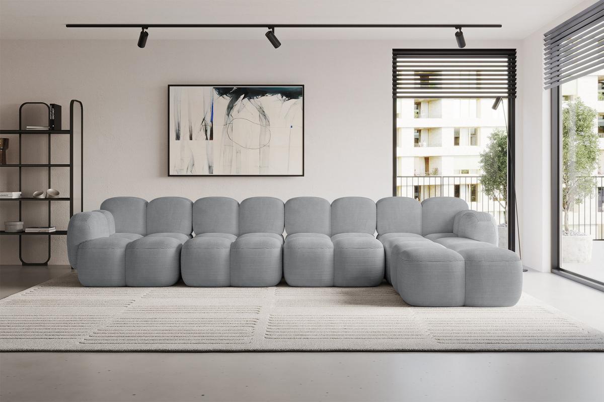 ECKSOFA modulares Sofa Rechts Miko-L3 390x205x75 Grau Cord - Anthrazit/Schwarz, Holzwerkstoff/Kunststoff (390/205cm) - ALTDECOR