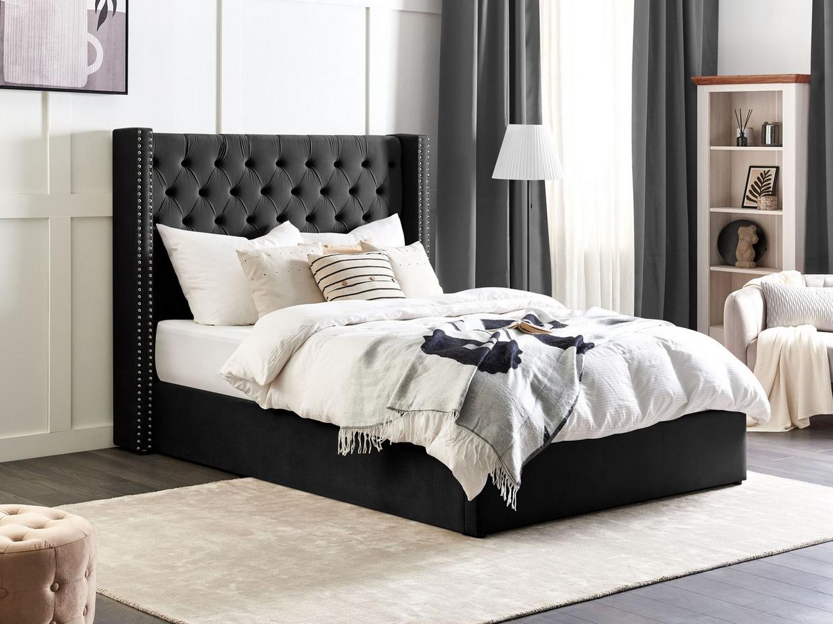 POLSTERBETT 140/200cm Schwarz Lubbon - Schwarz, Textil (140/200cm) - Beliani