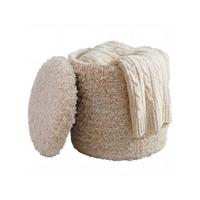SITZHOCKER RHONE, Stoff, mit Textilbezug, Beige, Ø 40 x 45 cm - Beige, Textil (40/45/40cm) - KADIMA DESIGN