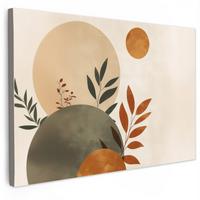 LEINWANDBILD Formen - Rund - Blätter - Beige Gemälde 60x40 cm - Rostfarben, Textil (60/40cm) - MuchoWow