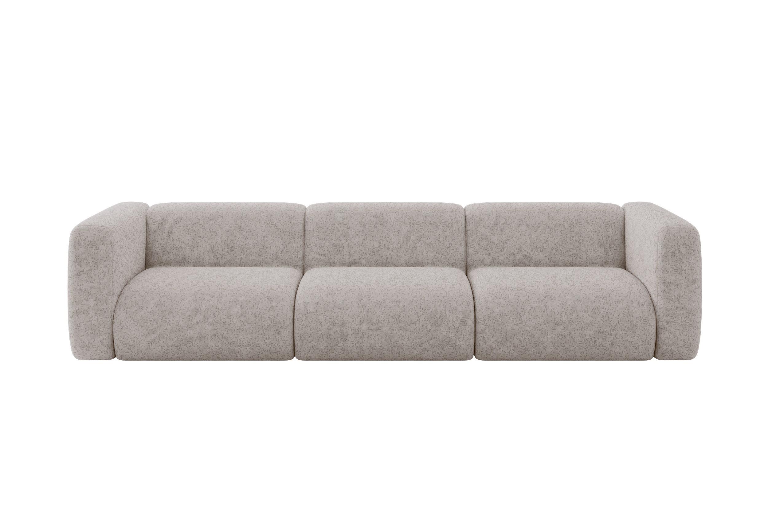 MODULARES Sofa 3-SITZER MIRA-S2 319x89x70 Hellgrau cm Velours - Hellgrau/Schwarz, Holzwerkstoff/Kunststoff (319/70/89cm) - ALTDECOR