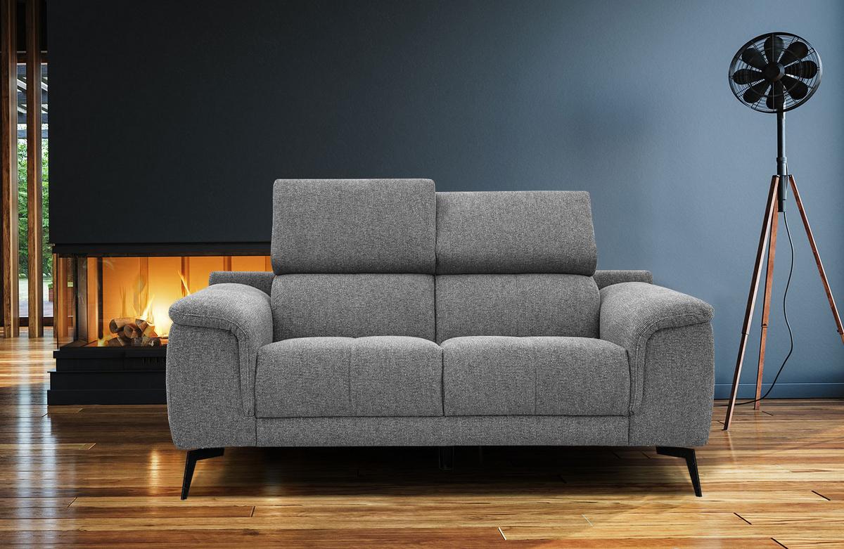 SOFA FIERO 2-Sitzer, grau - Schwarz/Grau, Holzwerkstoff/Textil (170/82/103cm) - Wozimo