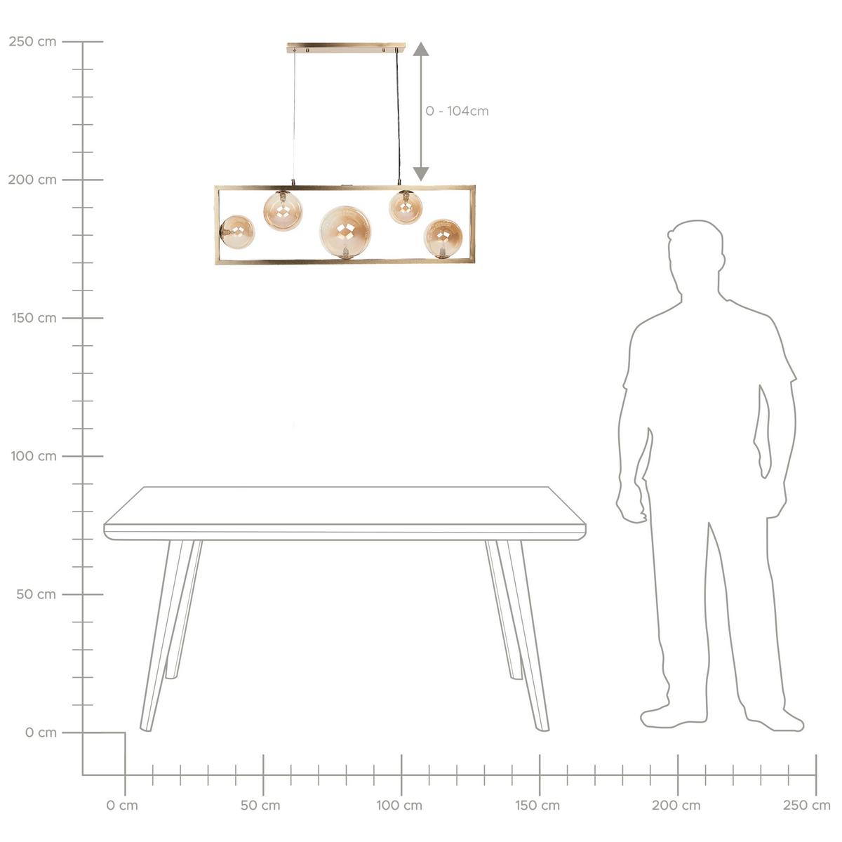 HÄNGELEUCHTE Geehi 20/100/133 cm - Messingfarben, Metall (20/100/133cm) - Beliani